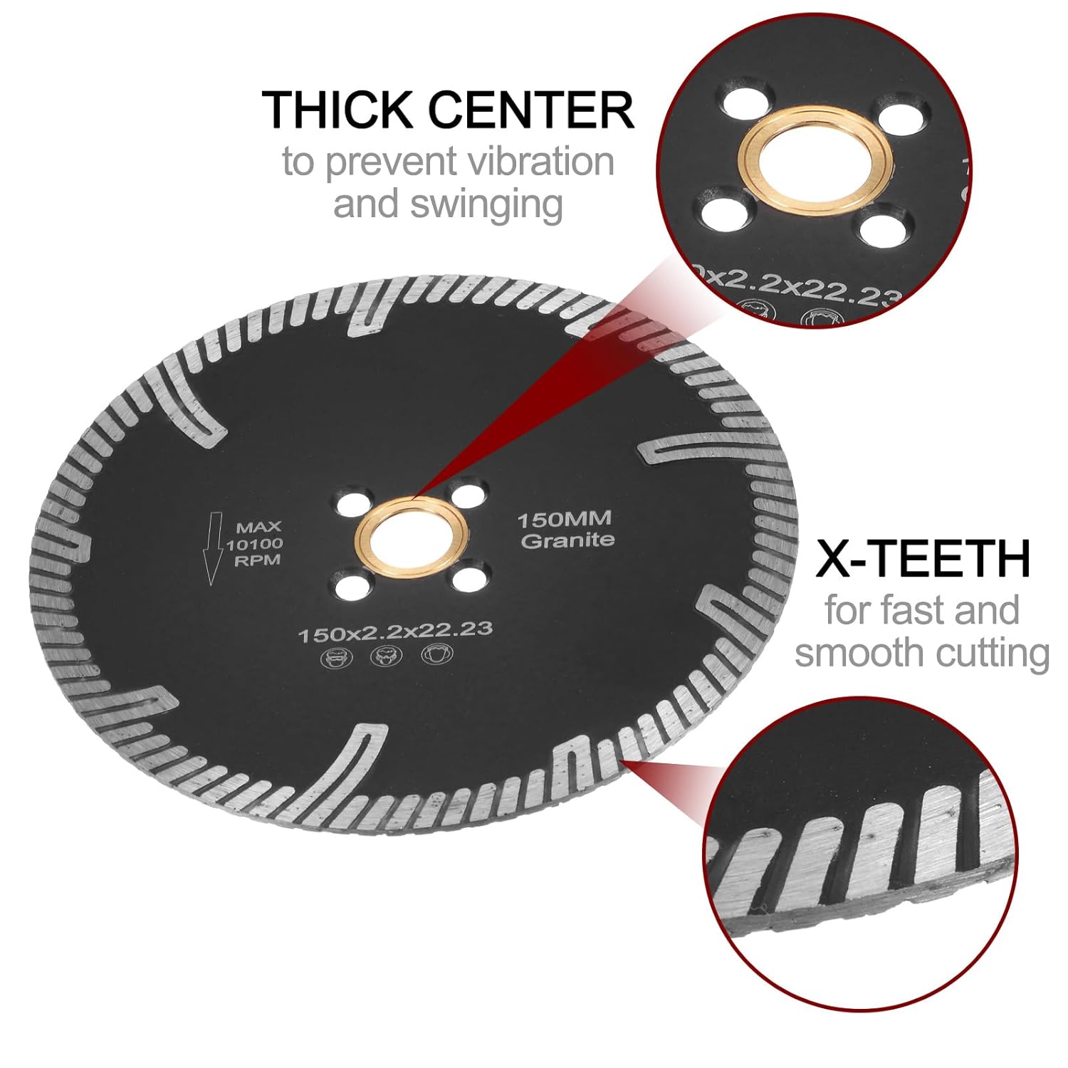 HARFINGTON Diamond Cutting Blade, 6" (150mm) Diamond Blade Super Thin Diamond Saw Blade with Arbor 5/8" Marble Engineered Stone and Ceramic Tile