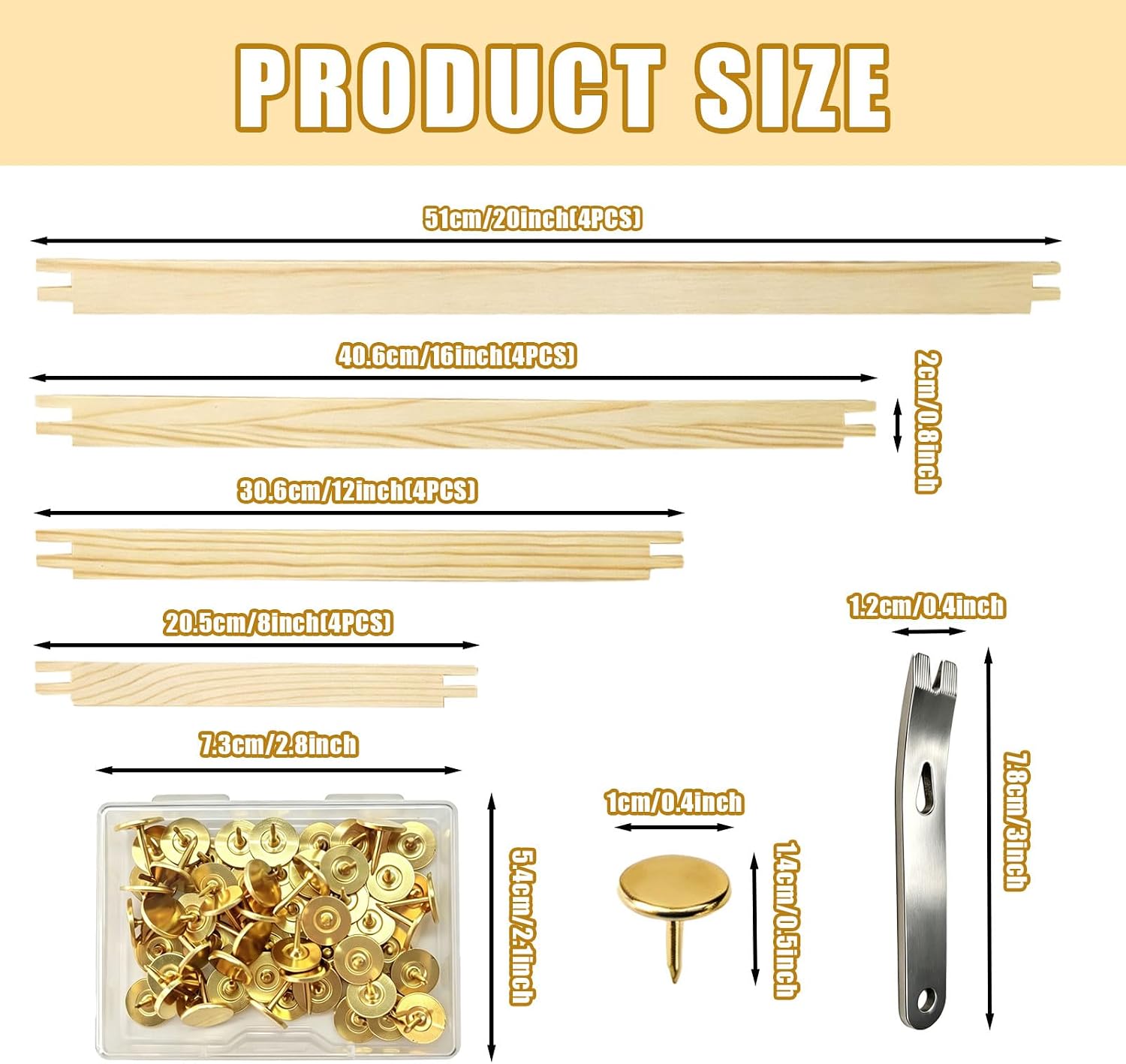 16 PCS Needlepoint Stretcher Bars for Needlework with 60 Thumb Tacks