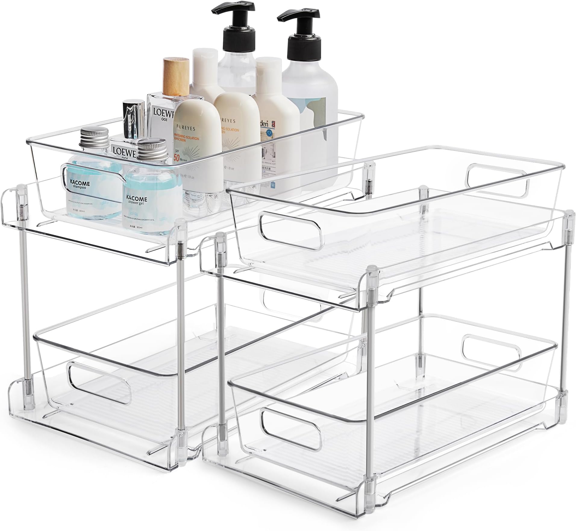 – Vtopmart 2 Tier Bathroom Storage Organizer, Clear Under Sink Organizers