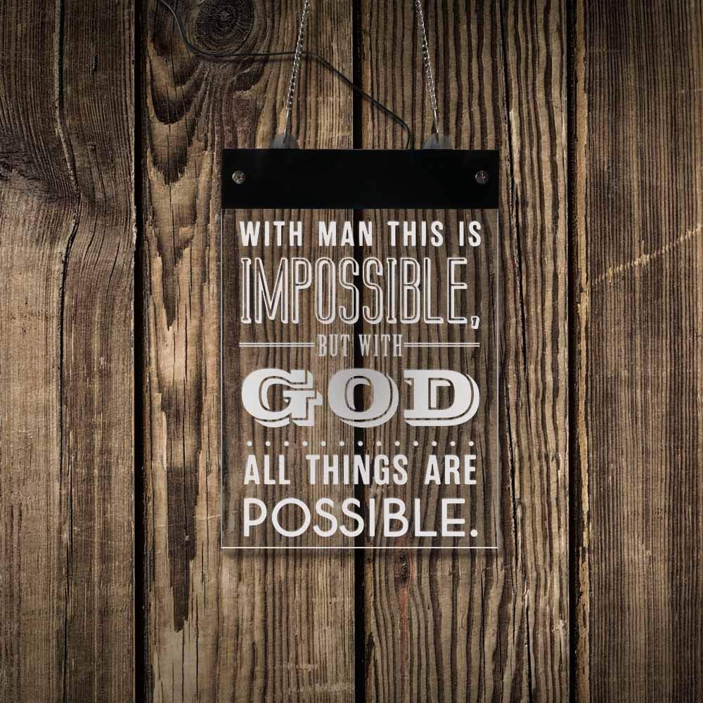 The Geeky Days With God All Things Are Possible Bible Verse LED Color Changing Light Sign Matthew 19:26 Electric Display Board Religious Home Decor Christian Gift(15.74 x12inches)