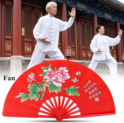 Miniatura 5 de VGEBY Abanico de lucha de bambú, ventilador tradicional de kung fu, ventilador chino de Tai Chi (rojo) Fans de Tai Chi Fan de Tai Chi, ventilador de