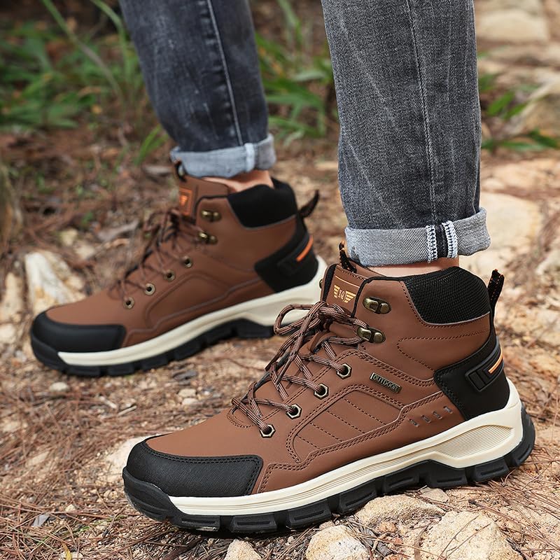 New Men's Boots Fashion Outdoor Hiking Boots Waterproof Leather Men's Work Boot Non-slip Men Desert Ankle Boot Sneakers