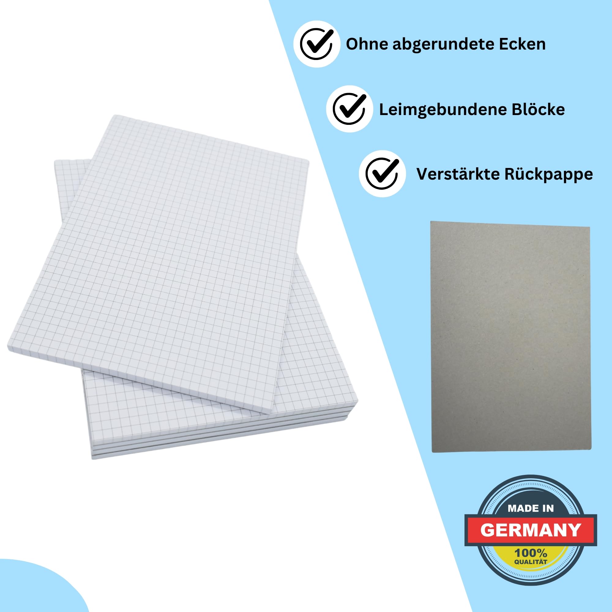 HLKauf Notizblöcke Schreibblock DIN A4 A5 A6 | kariert | liniert | blanko, Notizblock 5er|10er|20er Pack, 50 Blatt je Block, 80 g/m² Offset weiß, Blöcke für Schule oder Büro Uni