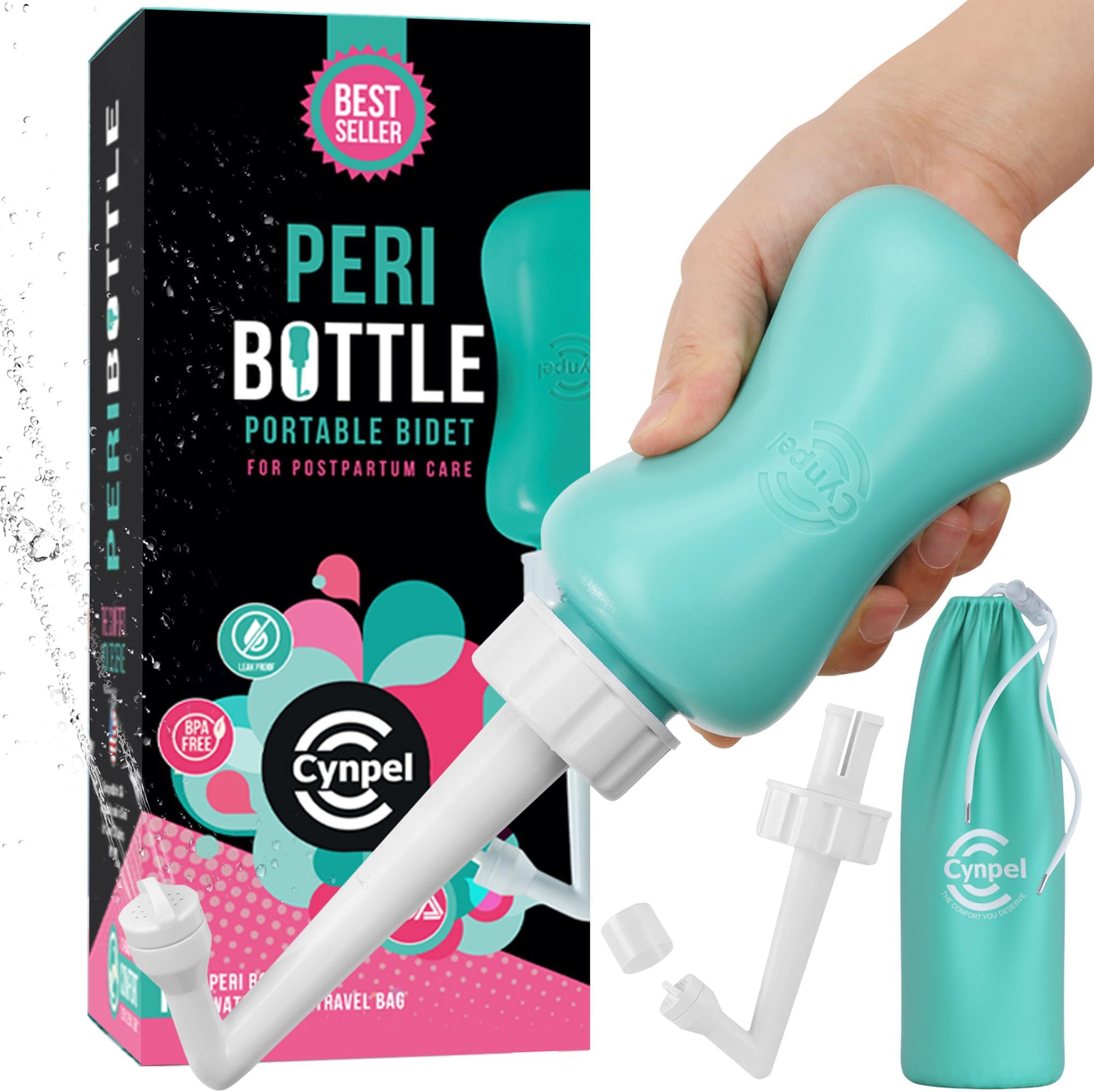 Cynpel Peri Bottle for Postpartum Perineal Care- Baby Travel Bathing kit, Cleansing for Mom After Birth- Travel Size Cleanser-Portable Bidet for Birth Tears, Hemorrhoids, Pain- (Tiffany Blue)