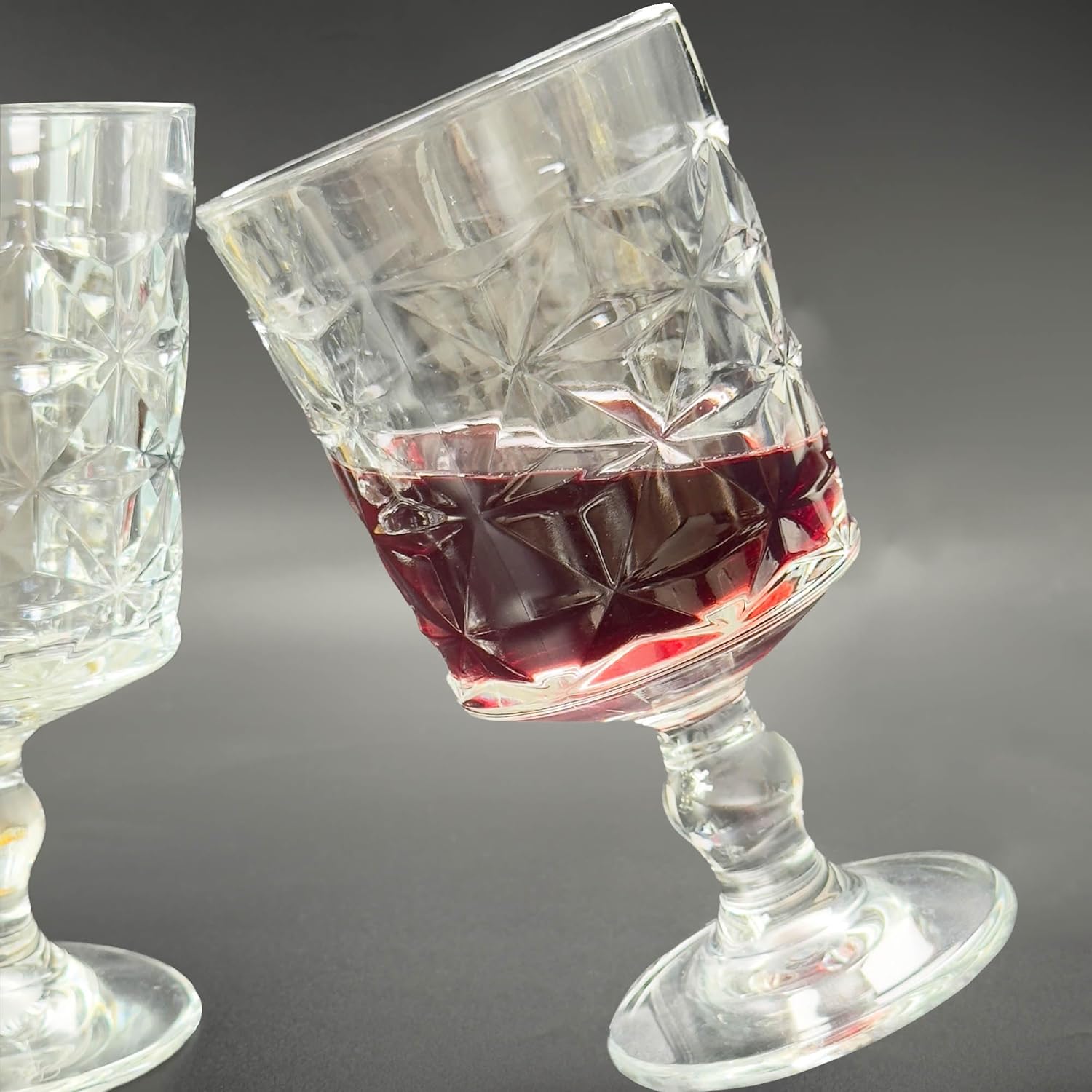 Cocktail & Wine Glasses Set of 4 – 12 oz Vintage Goblet Drinking Glassware Cups for Whiskey Liquor Margarita Champagne Beer & Juice, Wine tumbler, Crystal Style Heavy Duty Glass