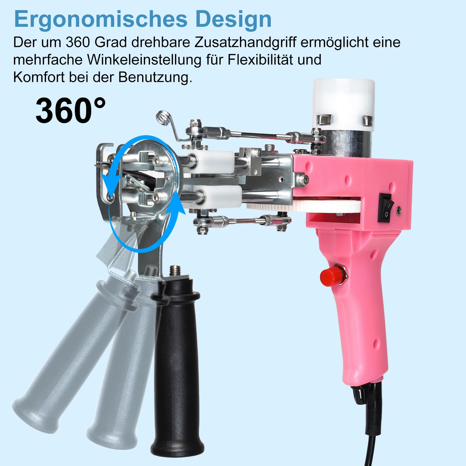 Tufting Gun, 2 in 1 Teppich Tufting Machine mit Cut Pile oder Loop Pile Rug Gun Machine, Teppich Pistole für High-Speed Weben von Teppichen Rosa