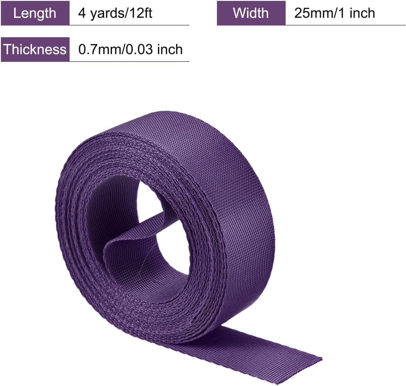 Flat Nylon Webbing Strap 1 Inch 4 Yards Dark Purple for Backpack, Cargo Strap, Luggage-Rack