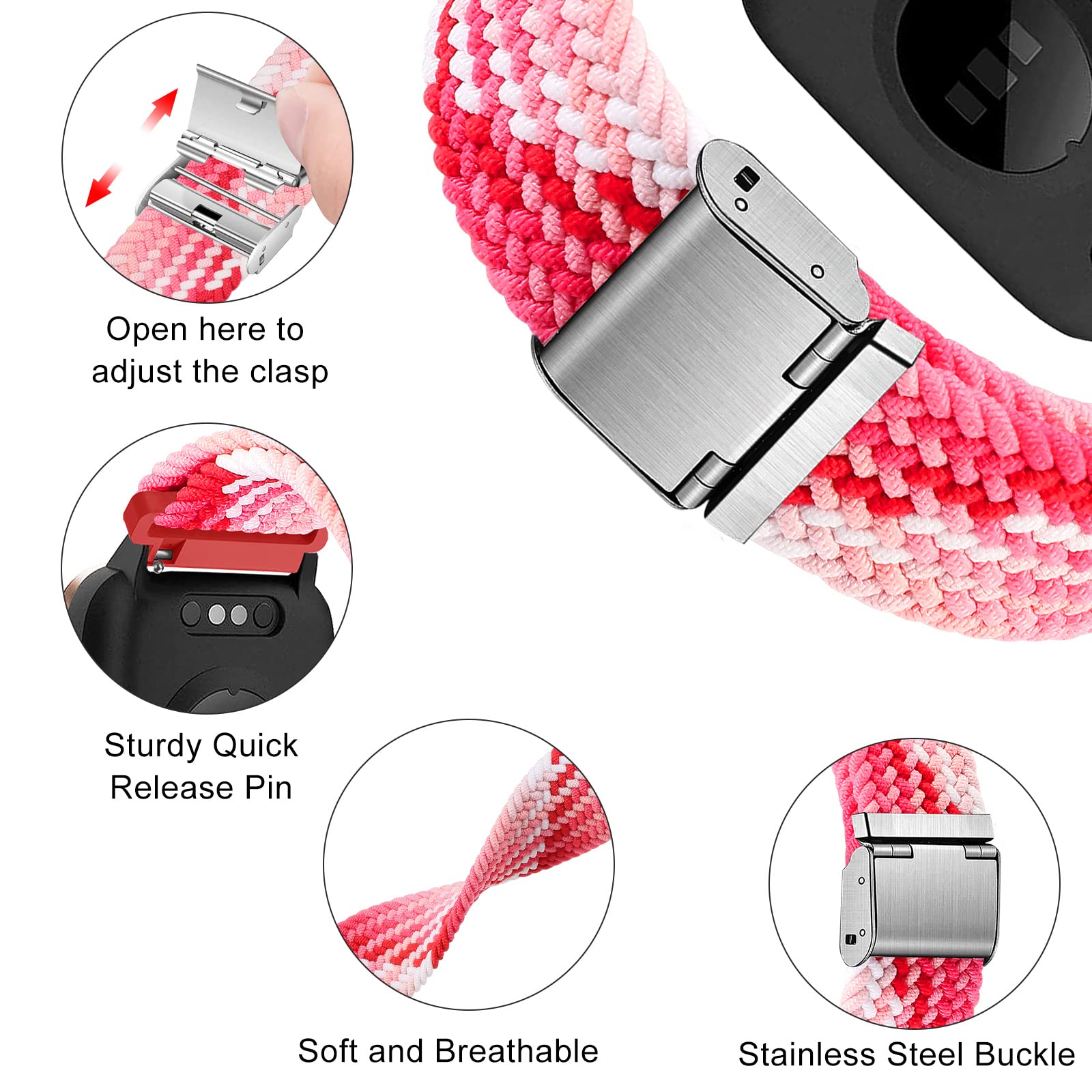 Cinturino per Amazfit Active, 20mm Sport Nylon Ricambio Elastica Cinturini per Amazfit GTS, GTS 4 Mini, GTS 4, GTS 3, GTS 2, GTS 2 Mini, GTR Mini, Amazfit Bip, Bip U, Bip U Pro, Bip 3, Bip 3 Pro