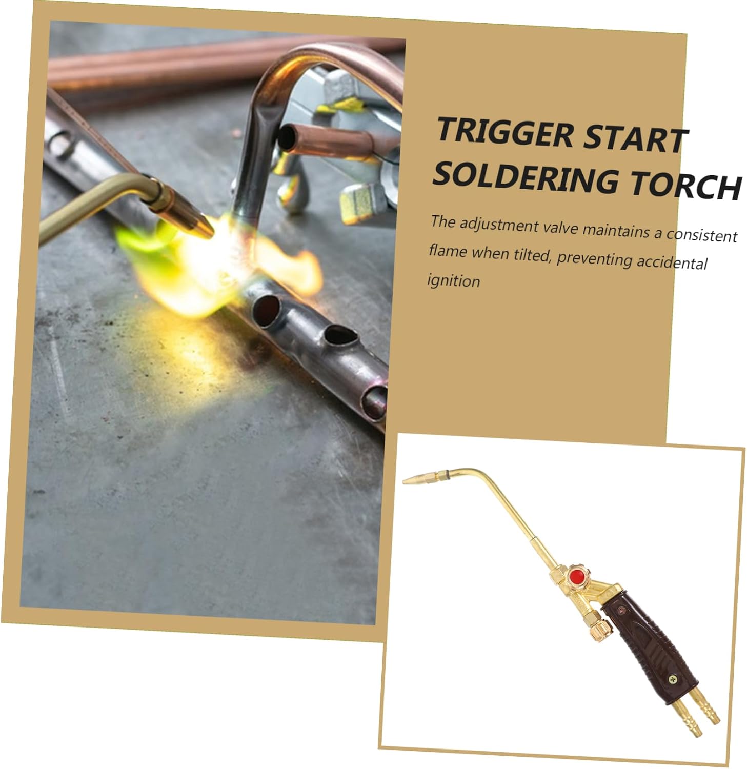 NUOBESTY Adjustable Flame Propane Soldering Torch Head for Welding and Brazing Self-ignition Oxygen Torch Variable Heat Output for Hvac and Plumbing Applications
