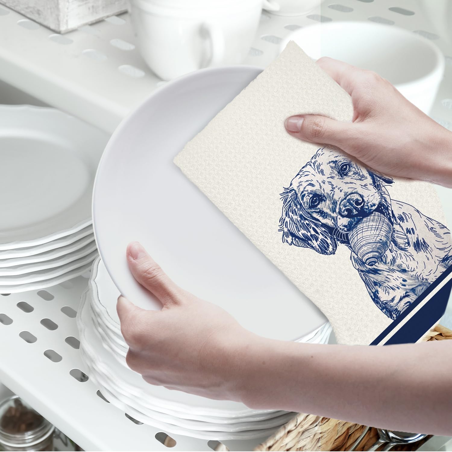 Funny Golden Retriever Gifts Kitchen Hand Towels, Coastal Beach Golden Retriever Dish Tea Towels for Bathroom Kitchen, Dog Lovers Mom Gifts, Ocean Beachy Dog Hand Towels, 16x24 - Image 6