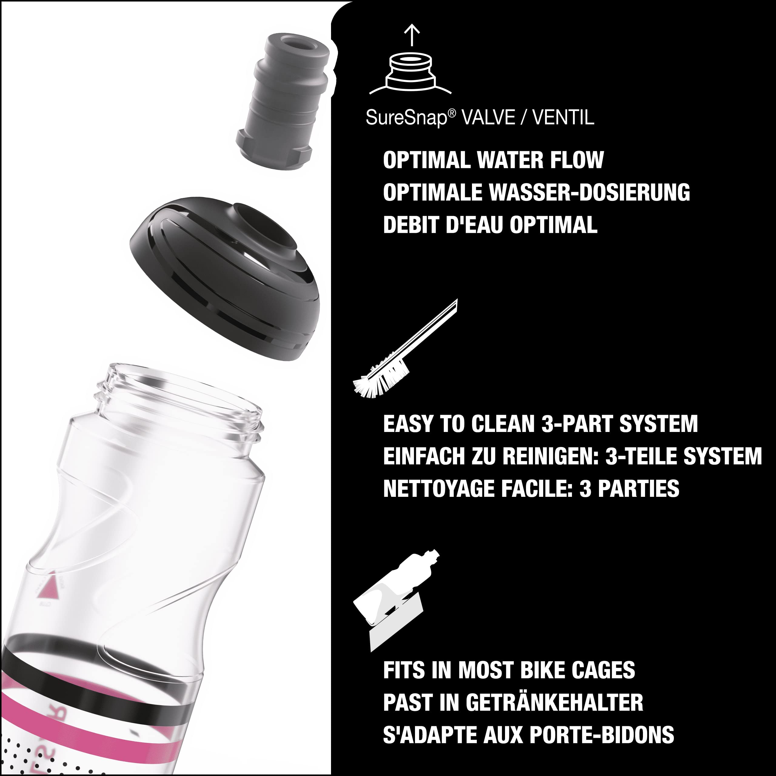 Sigg, Soft Bike Water Bottle, Pulsar Transparent Pink, Squeezable, Dishwasher Safe, Lightweight, Leakproof, BPA Free, Pink - Image 3