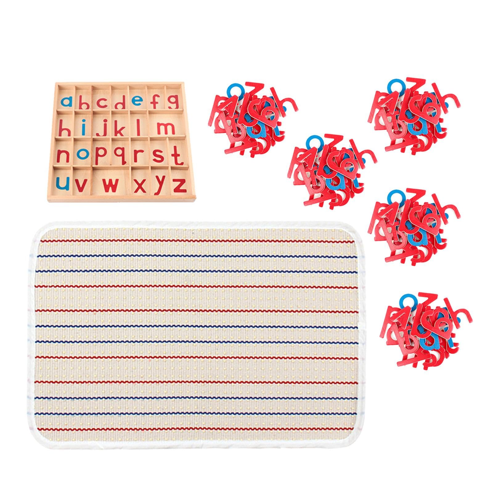 Bewegliches Alphabet, Holzbuchstaben Zum Schreiben mit Box, Buchstabenmatten, Sprachobjekte für Mädchen, Jungen, Kindergeschenke, 5 Pakete Buchstaben