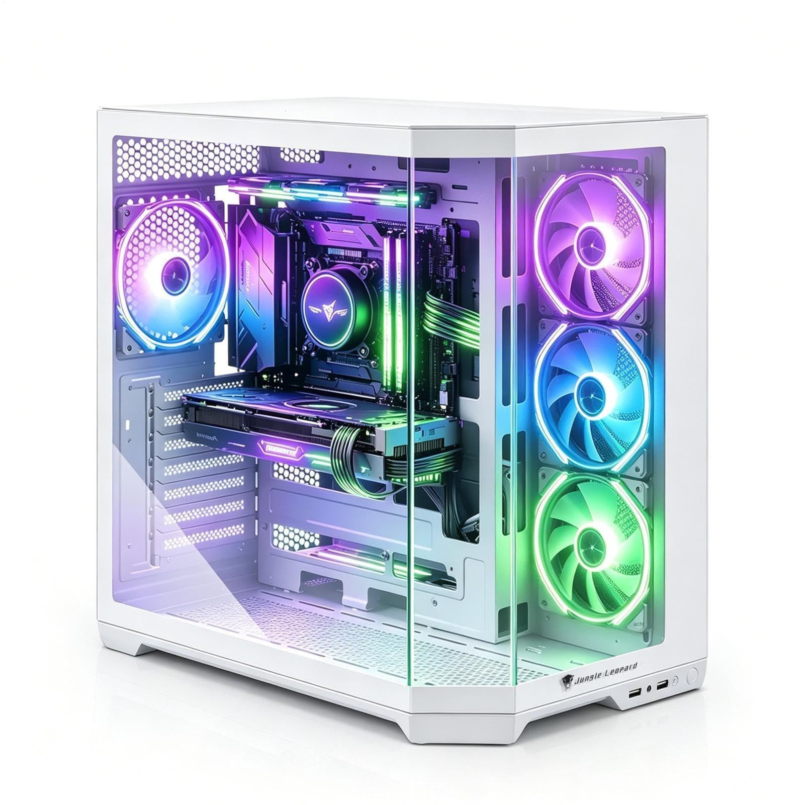ATX PC Gehäuse, High Airflow Computer Gehäuse mit Glasfenster