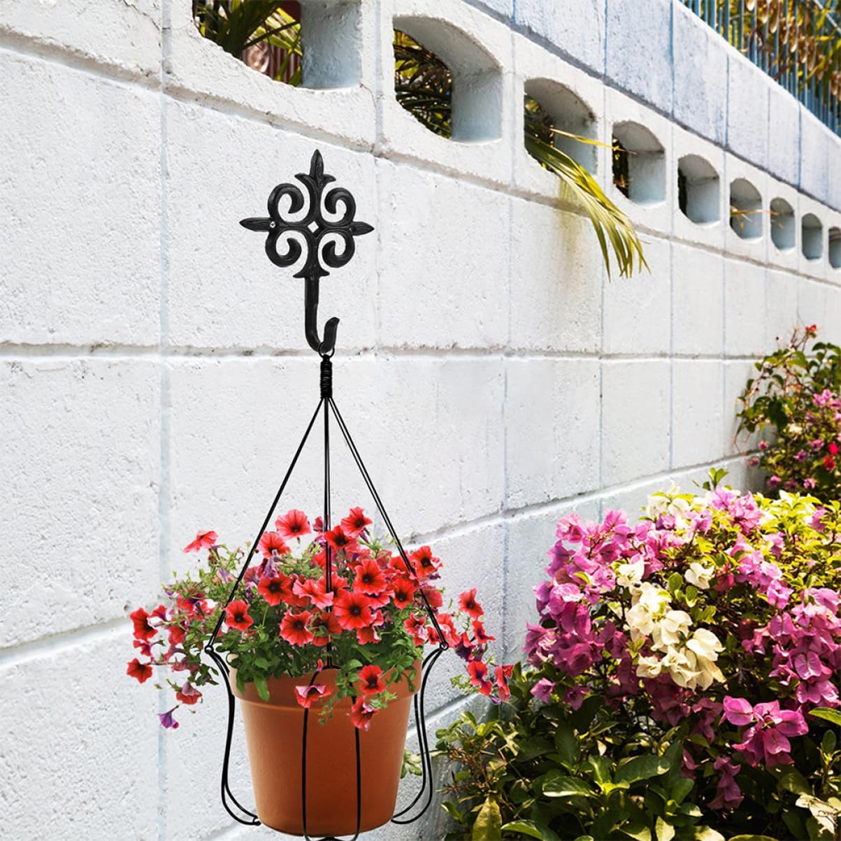 2pcs European Style Garden Hanging Basket Plant Hooks for Wall Iron Flower Pot Hook Storage Hook Wall Mounted Hanger Decorative Planter Hanger Garden Supply Iron Plant Hanger Hook