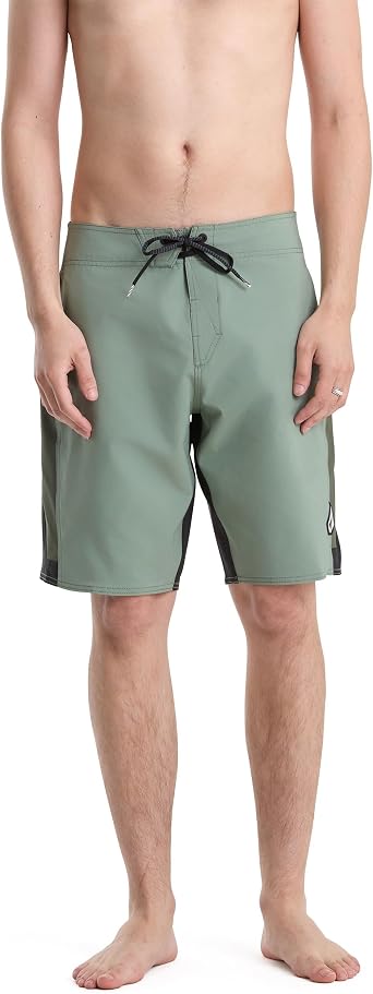 Volcom Mens 20" Mod-Tech Board Shorts- Stretch, UPF 50+ Sun Protection, Quick-Dry Swim Bottoms, Olivine, 36