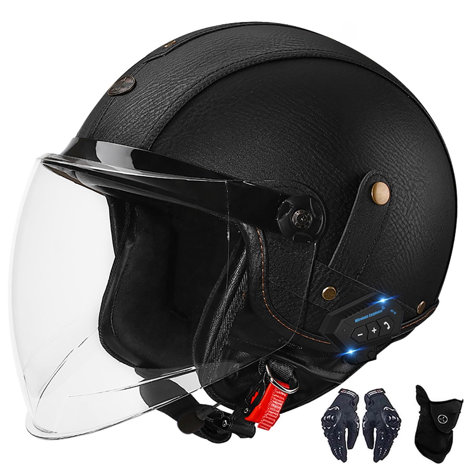 Casco abierto de cuero de la PU con bluetooth para ruta urbana