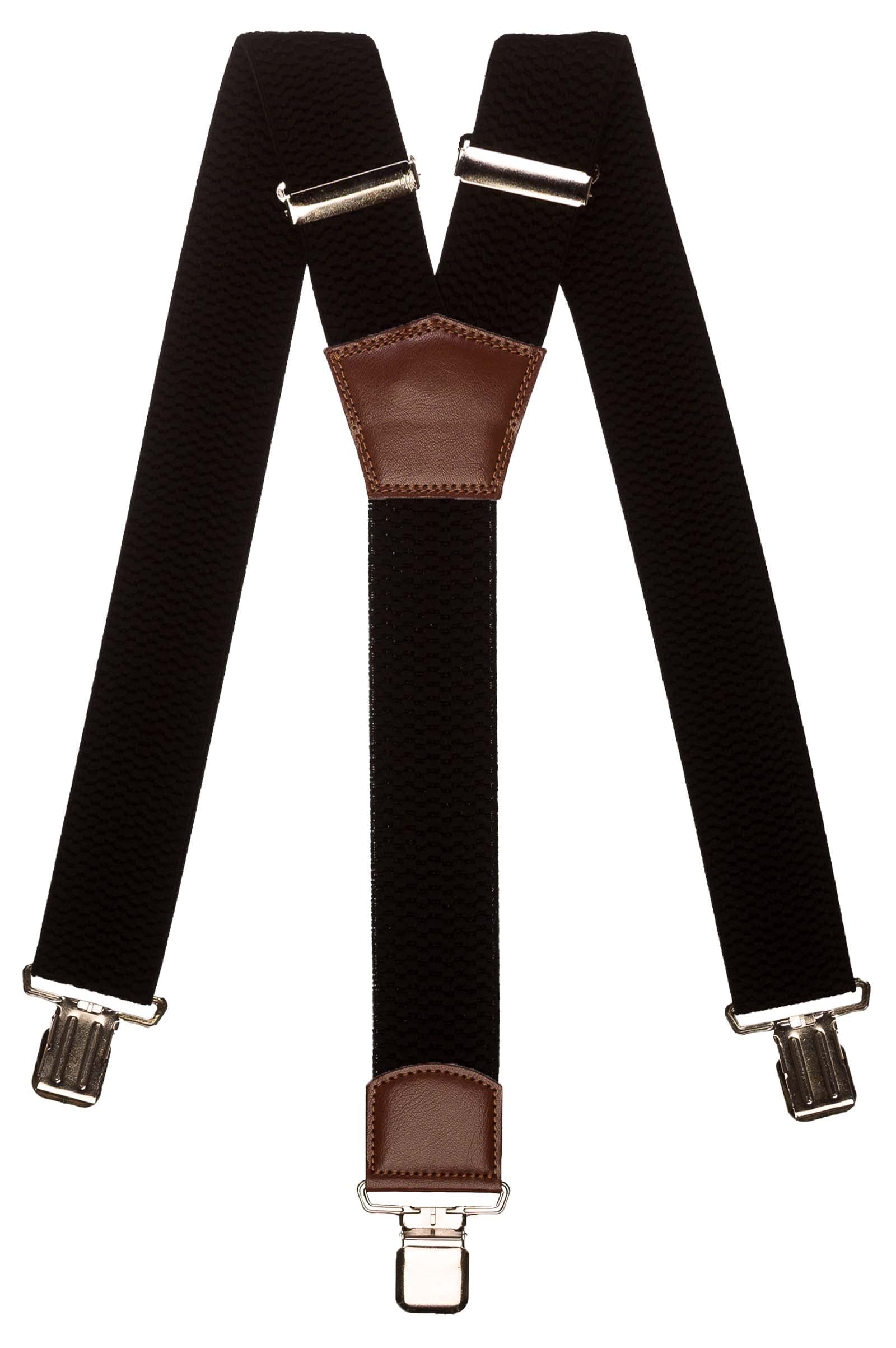 OlataOlata Men's Extra Wide Heavy Duty Y-Shape Braces/Suspenders with Brown Leather - 5cm