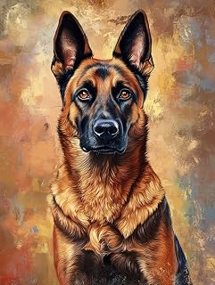 5D DIY Belgian Malinois Diamond Painting 12x16 Inch Kit,Diamond Art Kits for Adults Full Round Drill Diamond Art Perfect for Home Wall Decor(A1346)