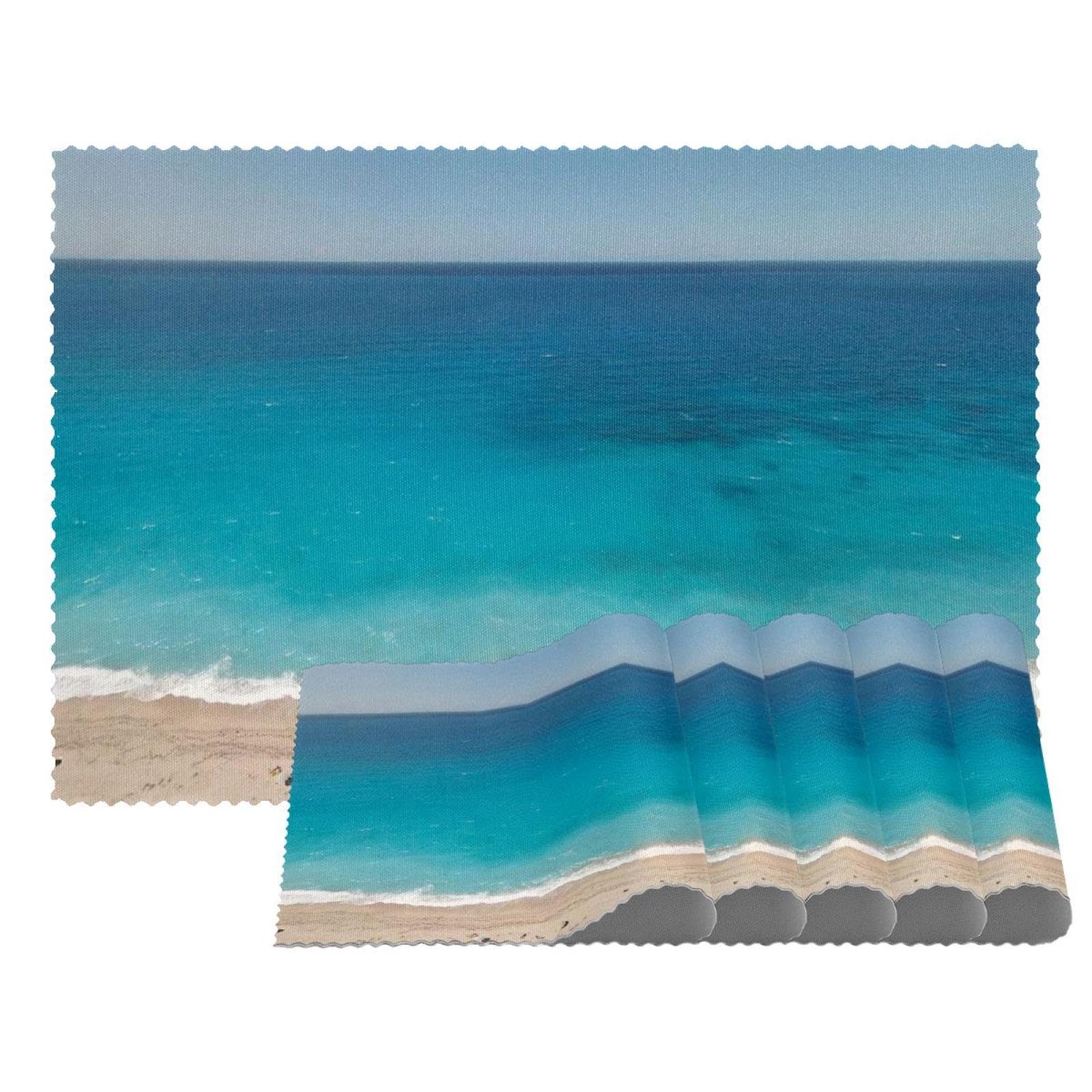 Tischsets mit Strand-, Ozean-, Sand- und Meerwasser, Platzsets, waschbar, rutschfest, Wärmeisolierung für Küche, Esszimmer, Restaurant, 45,7 x 30,5 cm, 6 Stück