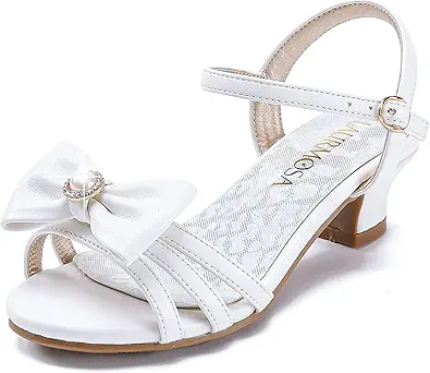 LAURMOSA Girls Sandals Grils Dress Shoes Wedding Party Open Toe Glitter High Heels for Little Big Kids Toddler