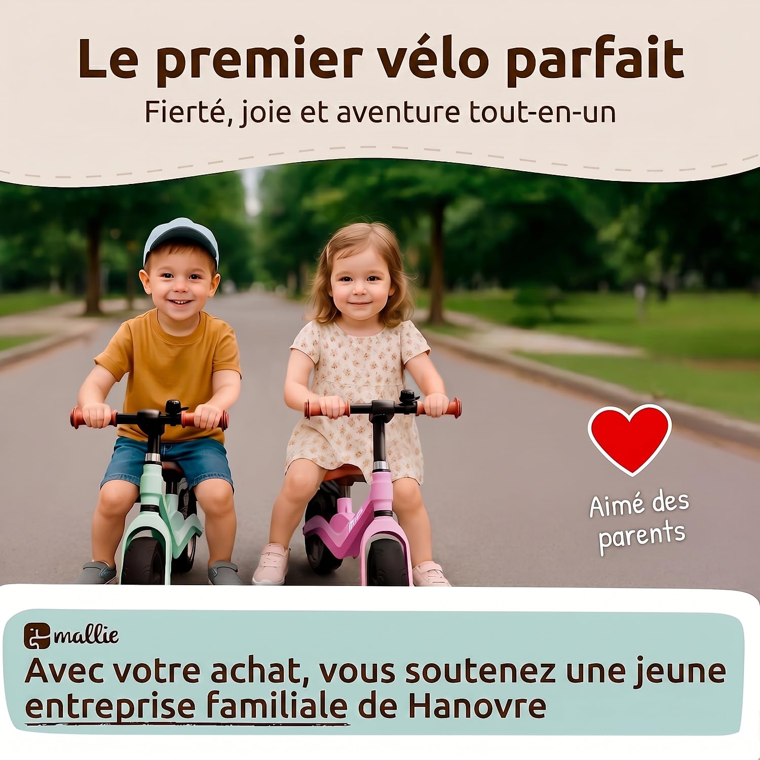 Mallie® Draisienne 2 Ans avec Sonnette - Velo 3 Ans, Velo 2 Ans, Draisienne 3 Ans - Vélo Enfant 2 Ans, Draisiennes Bebe, Draisiennes 4 Ans - Balance Bike