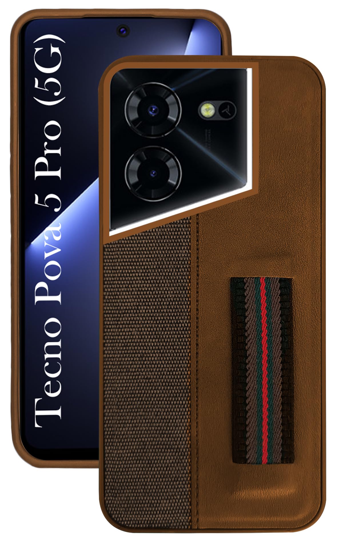 Jkobi Back Cover Case for Tecno Pova 5 Pro 5G (Professional PU Leather | Strip Chain Holder Socket | Brown) (B0D36QJ7PC) Amazon Price History, Amazon Price Tracker