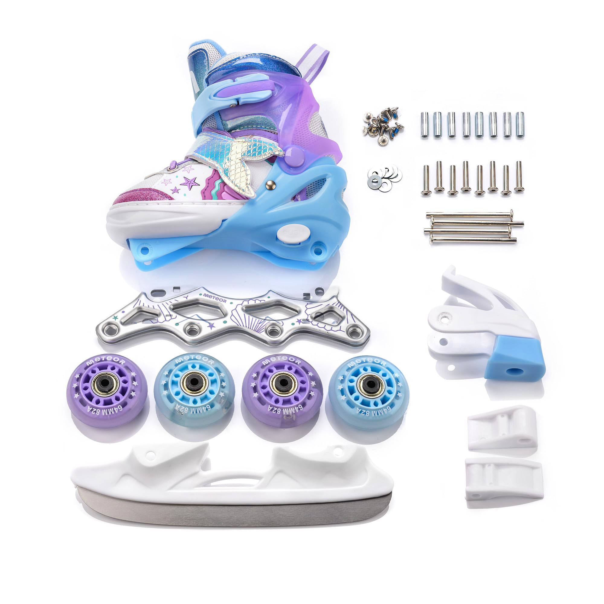 meteor Patines Línea 4 en 1 Ajustables para Niños y Adolescentes - Resistentes Infantiles Jóvenes y Adultos