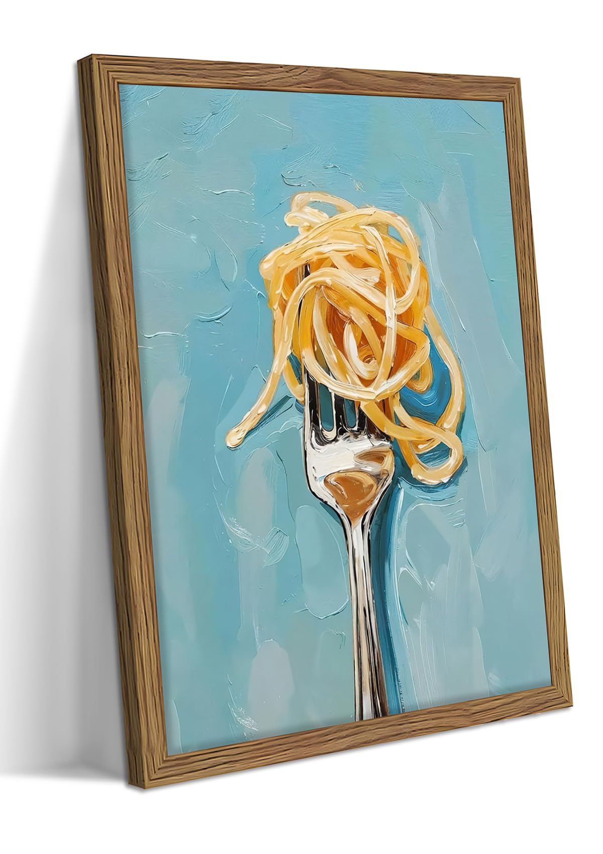 Framed Kitchen Wall Art, Vintage Spaghetti Canvas Wall Decor, Rustic Farmhouse Still Life Oil Painting, Trendy Funny Kitchen Food Artwork Prints Pictures for Dining Room Decorations 16x24 Inch