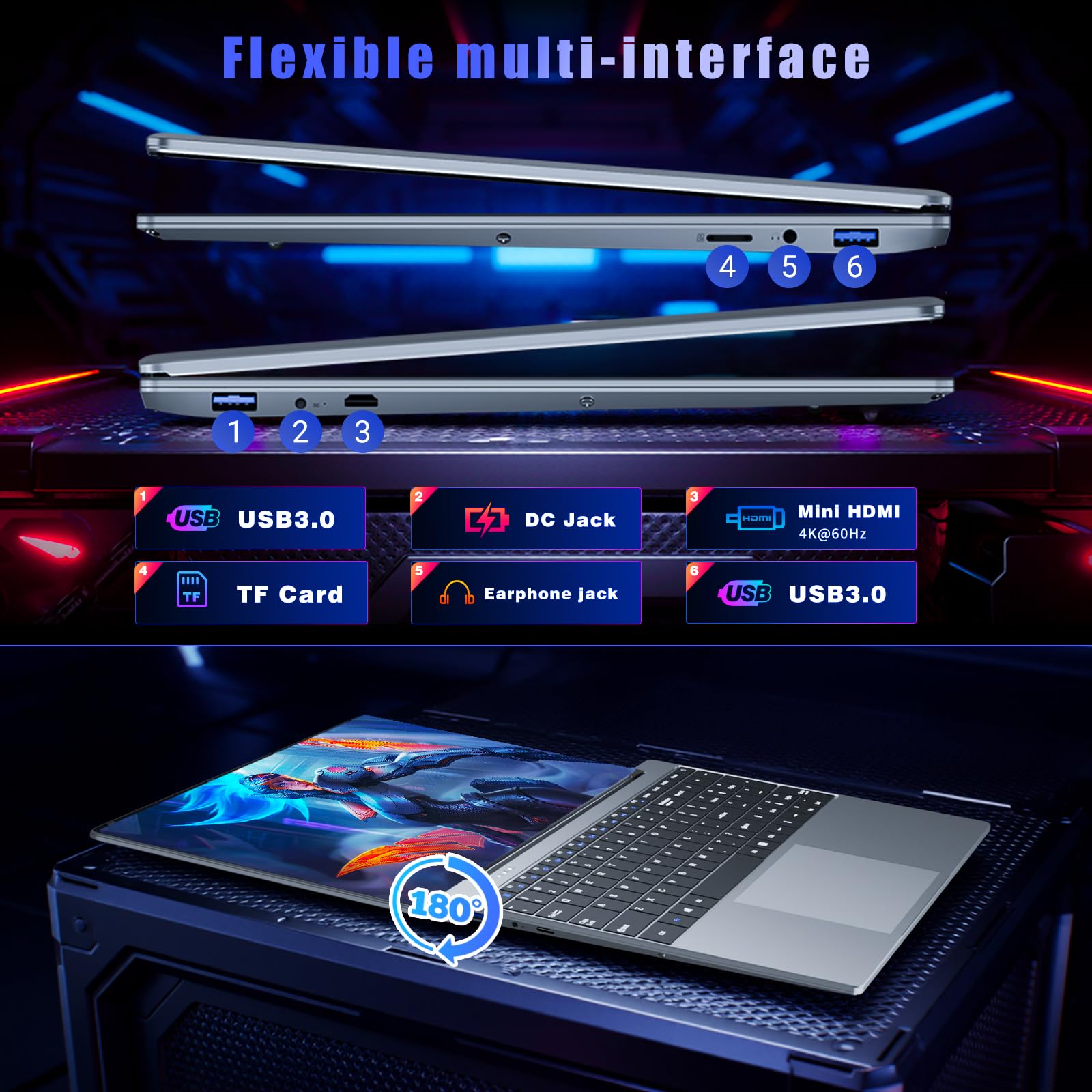 Laptop, Core i5-7Y54 Gaming Laptop, 15.6 Inch Laptop Computer with 16GB RAM 1TB SSD, Laptops with Backlit Keyboard,180° Open,38.5Wh, Mini HDMI, BT 4.2/WiFi 5, Win 11 Pro, Office Set,Business Laptop