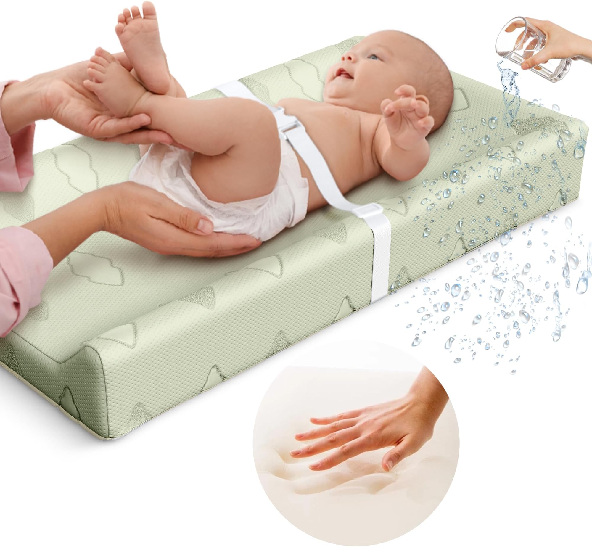 Baby Changing Pad Waterproof Cotton Contoured Diaper Changing Pad for Dresser by