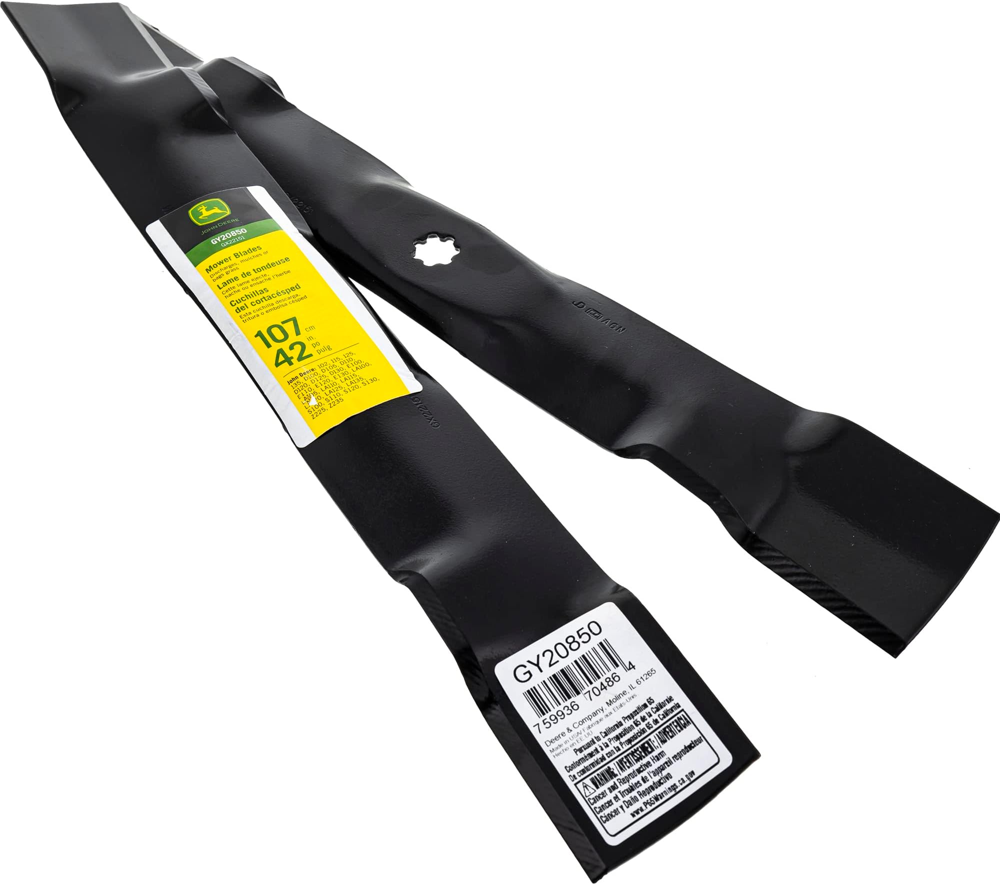 2PK Toothed Mulching Mower Blade for 42" John Deere E100