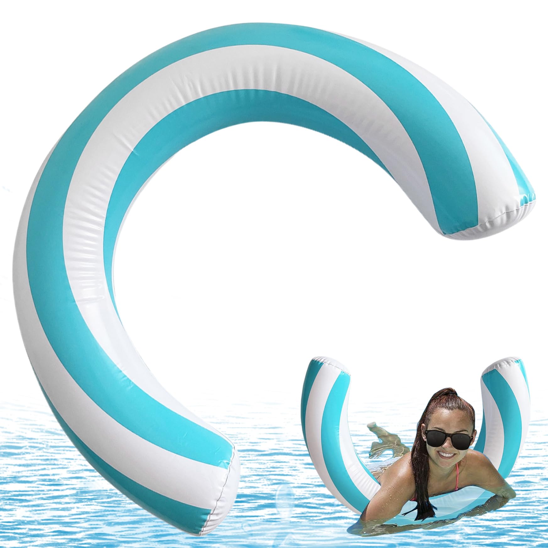 Comebachome Blue Pool Floats Curved Inflatable Pool Floats Portable & Lightweight Noodle Swimming Float Cute Accessories For Swimming Beach Ocean Lake Party, Ornaments De Jardin