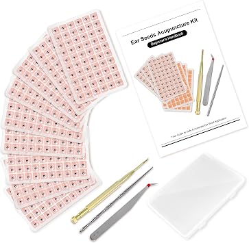 1080Pcs Ear Seeds Acupuncture Kit, Auricular Sticker Kit with Ears Seed, Acupressure Ear Chart, Acupuncture Pen, Tweezers
