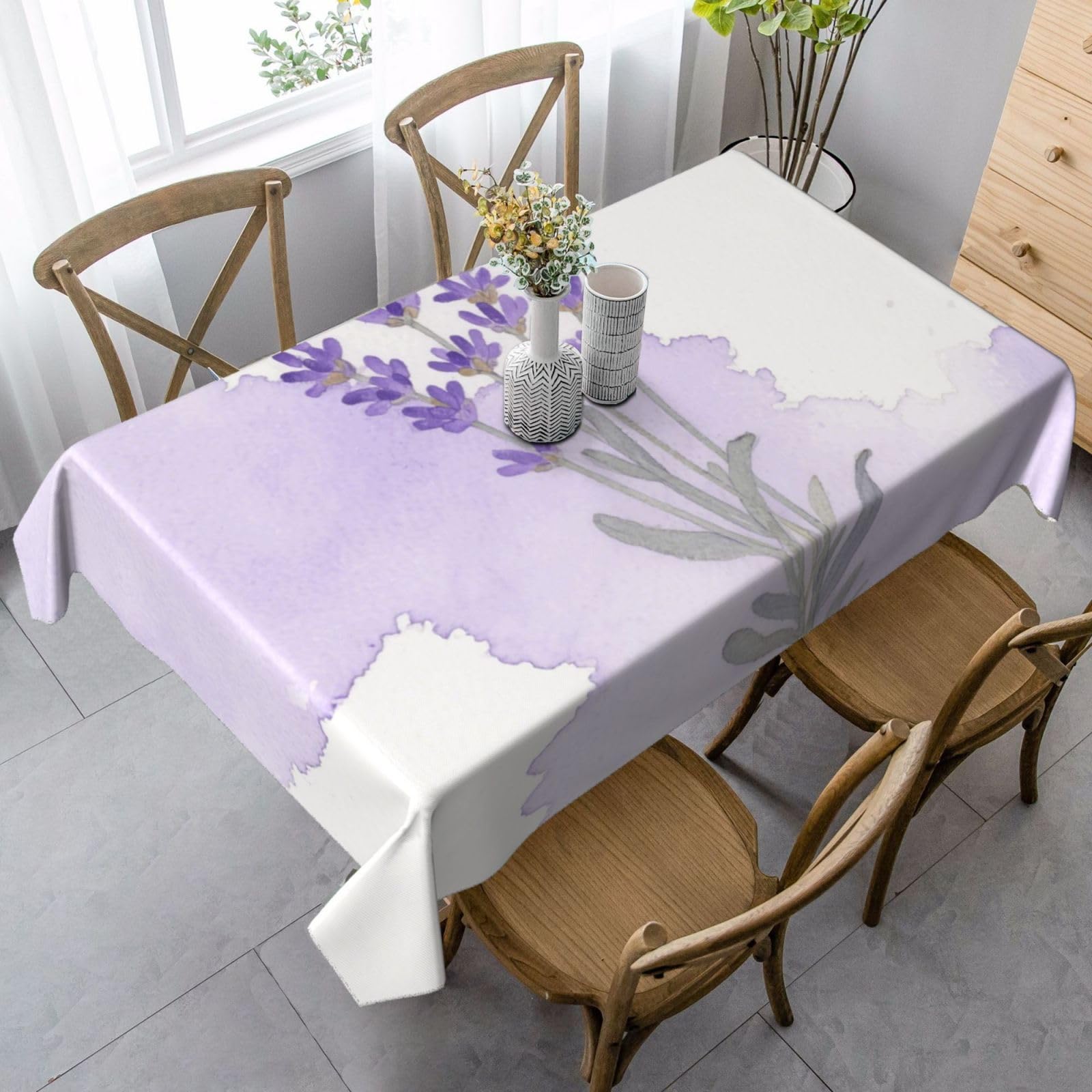 Watercolor Flower Rectangle Tablecloth 35x55 Inch, Washable Reusable Farmhouse Table Cloths Wrinkle Free And Spillproof Kitchen Dinning Table Cover For Party Wedding Picnic Home Decor Tablecloths