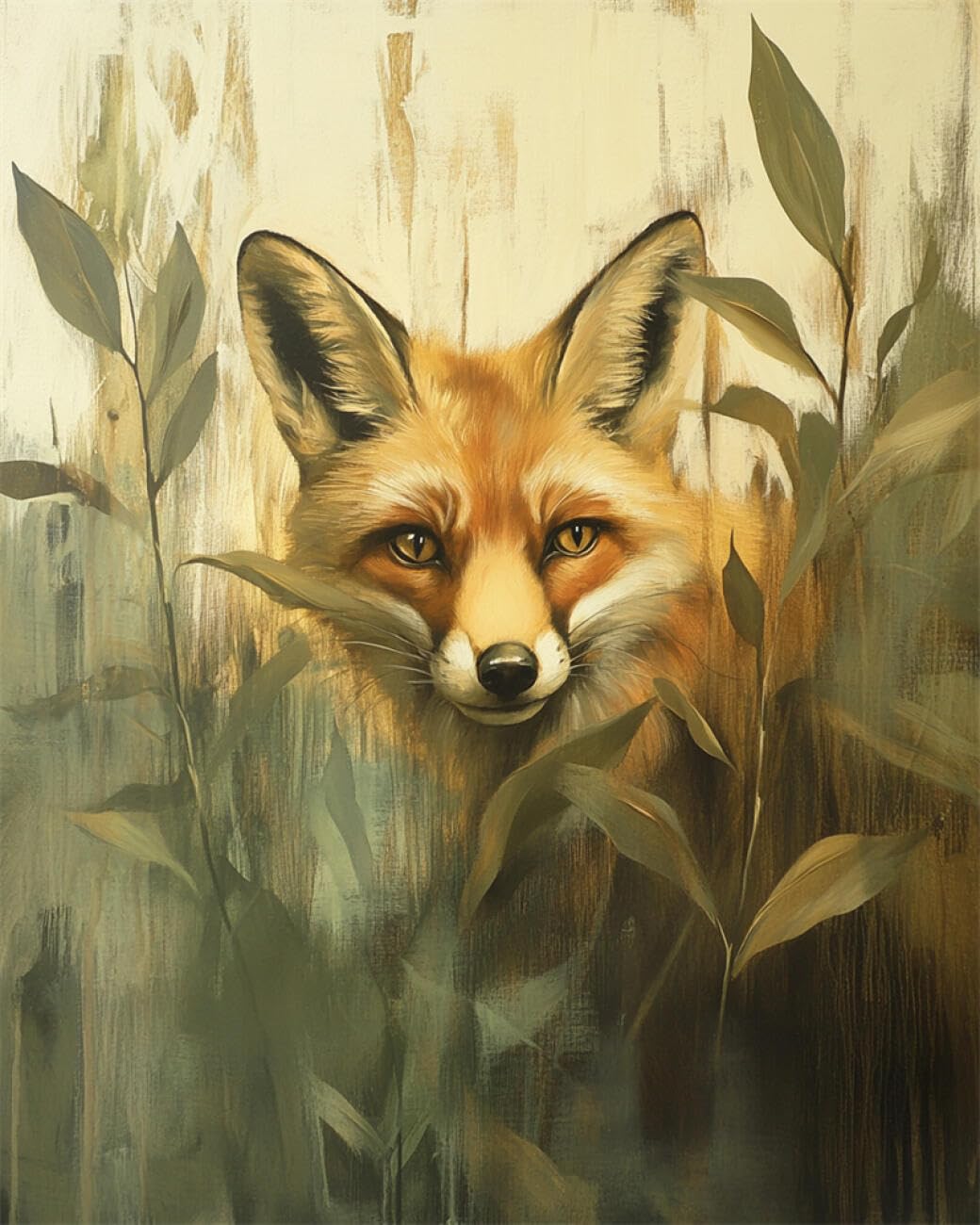 RKFLGEW DIY Embroidery Set Watercolor Fox 30x40cm