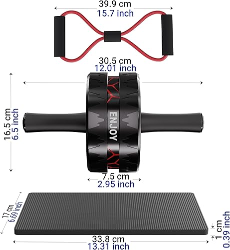 Miniatura 3 de Readaeer Rueda de rodillo abdominal, kit de ruedas de ejercicio abdominal con rodillo abdominal, bandas de resistencia, alfombrilla de rodilla,