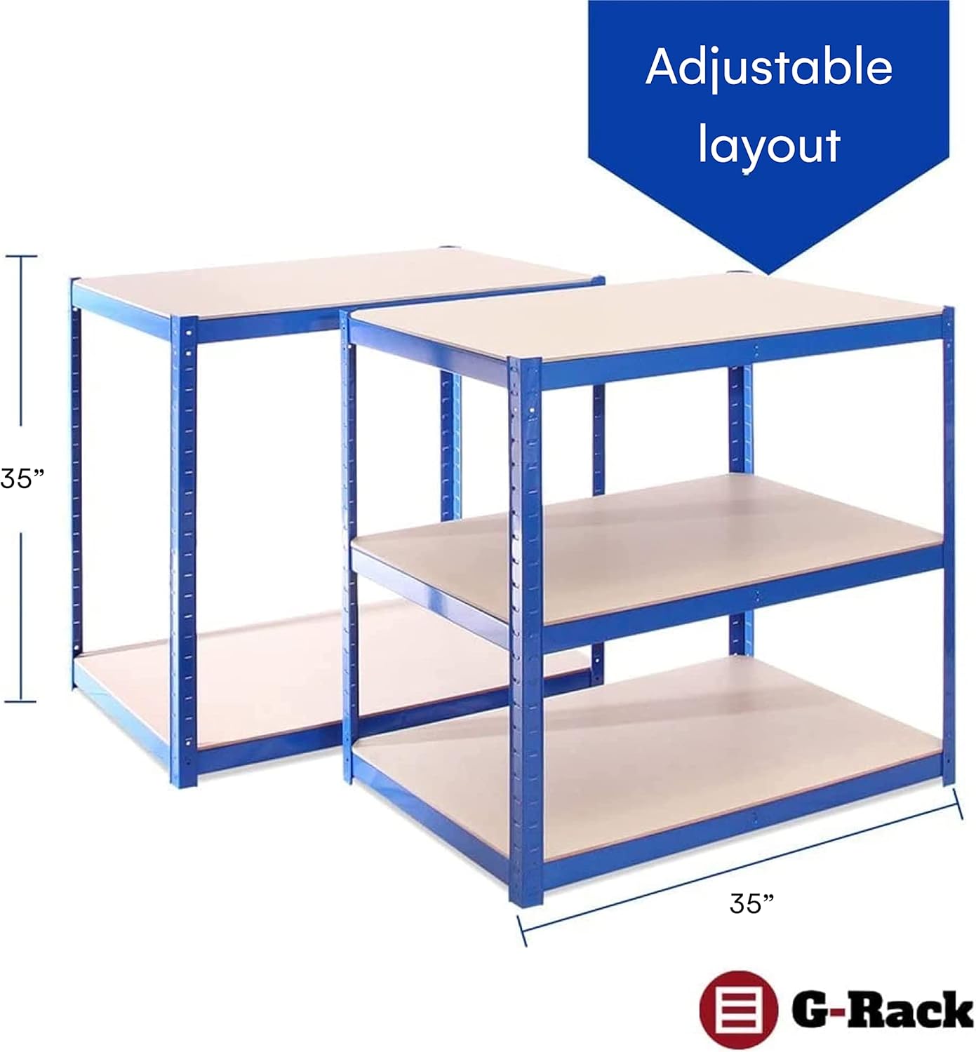 Garage Shelving Units - 71" H x 35" L x 24" W - Heavy Duty Racking - Shelves for Storage -1 Bay - Blue - 5 Tier - 2000LB Capacity (400LB Per Shelf) - Workshop, Shed, Office - 5 Year Warranty : Home & Kitchen