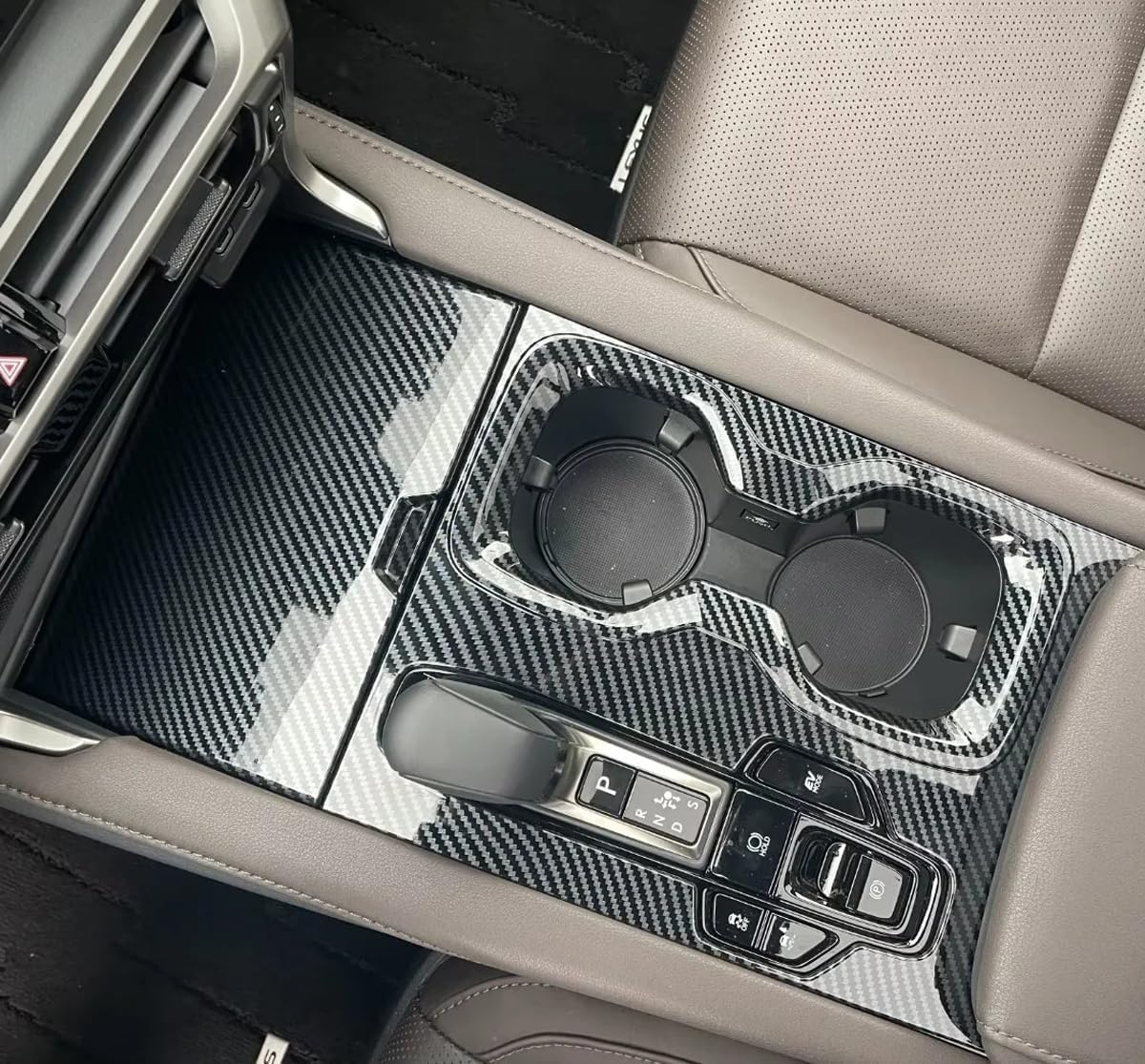 Car Accessories Fit for Lexus RX 2023-2026 RX350 RX350h RX500h Interior Gear Shift Panel &Center Console Cup Holder Cover Trims (Carbon Fiber Style) ABS 2 PCS