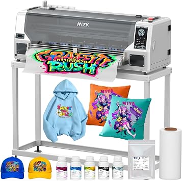 MZK A1 DTF Printer XP600 Dual Head,24 inches Wide,3X Speed Compared to L1800,Built-in Full Automatic Timed Cleaning Printhead Mode+White Ink Circulation,Gift Ink 2 Years A1 dtf Printer+Frame