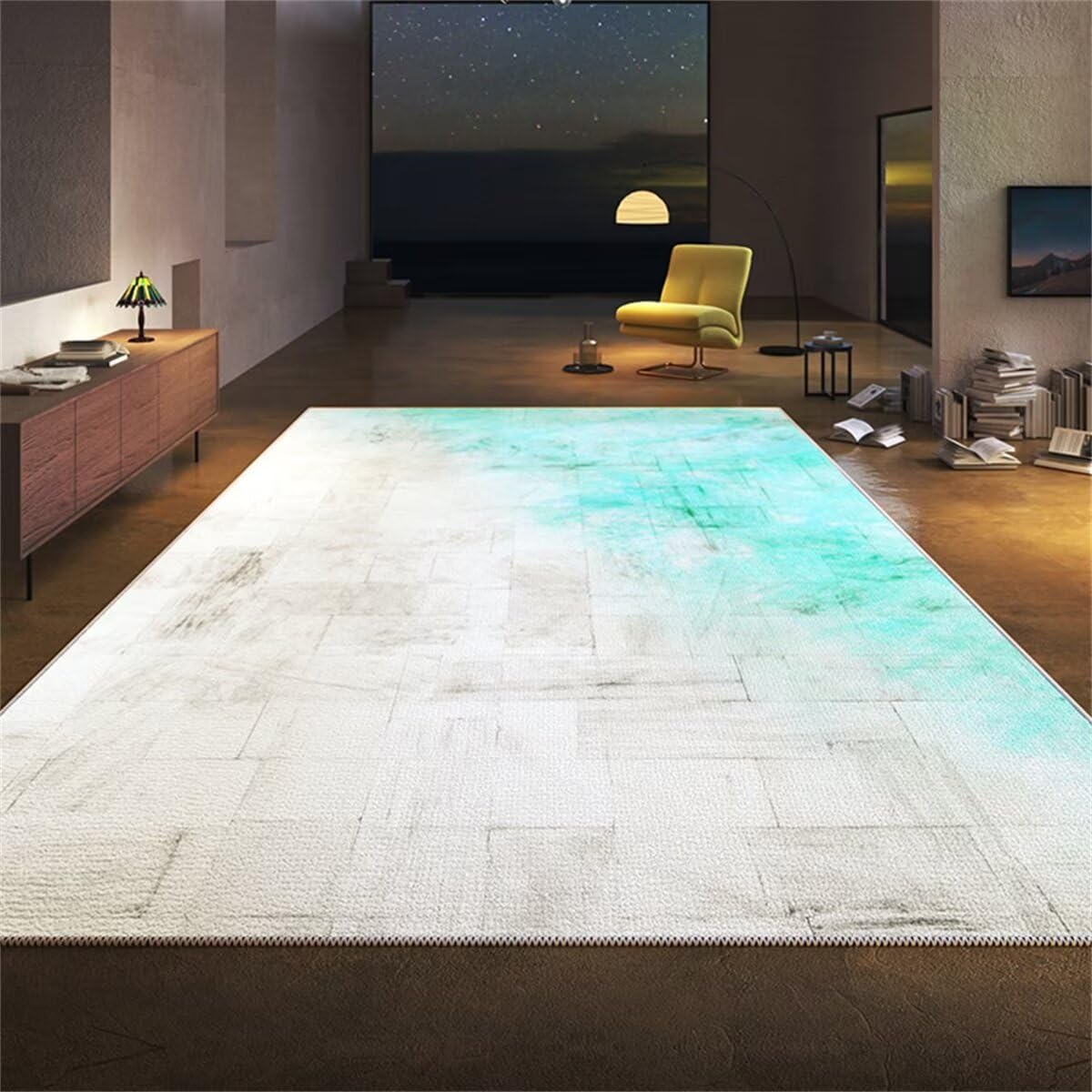 Tapis de Salon Bleu 60x120 cm lavable et facile d'entretien pour chambre ou canapé