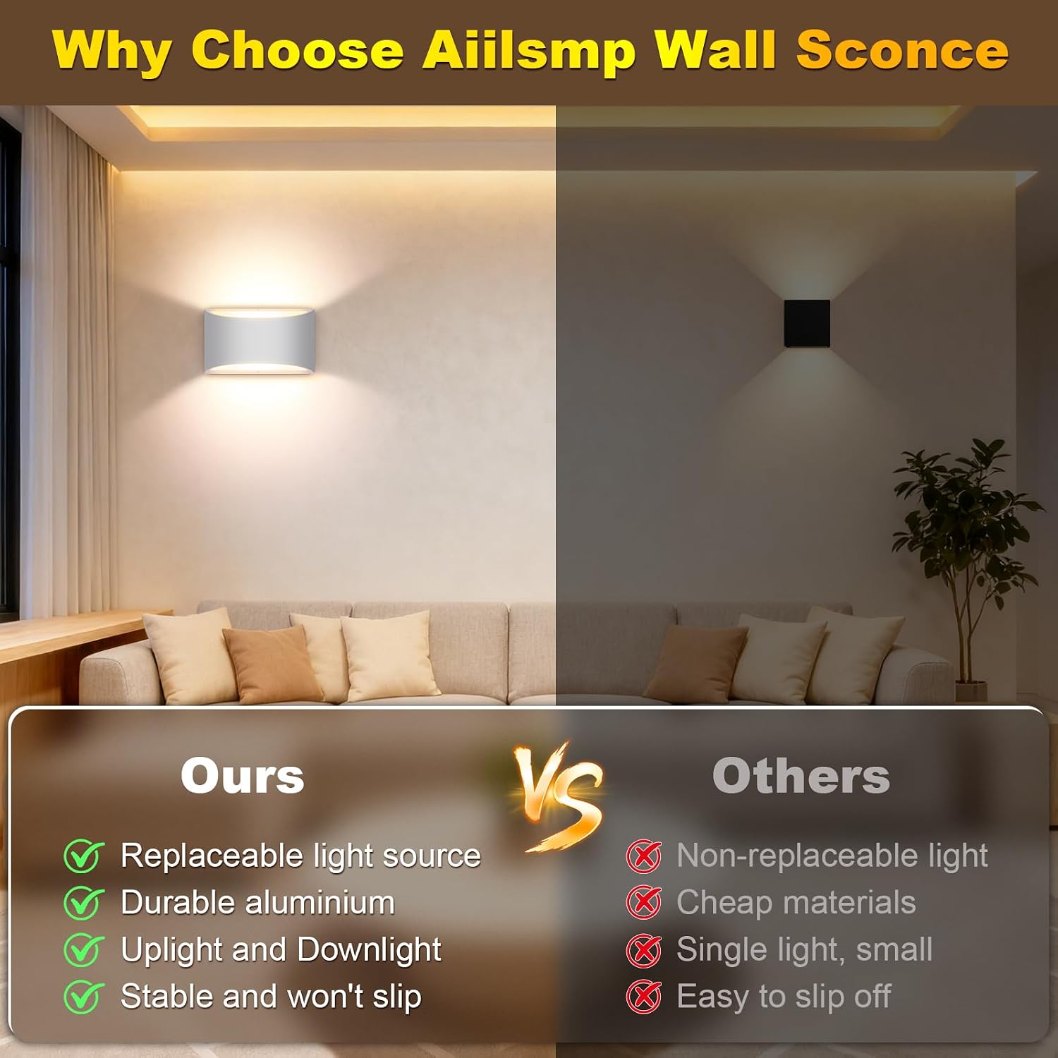 Aluminum Modern LED Wall Sconce Indoor Wall Lights 1 Pack Up and Down Wall Mount Light Fixture for Living Room Bedroom Corridor Hallway Conservatory Warm White 3000K(with G9 Bulbs)