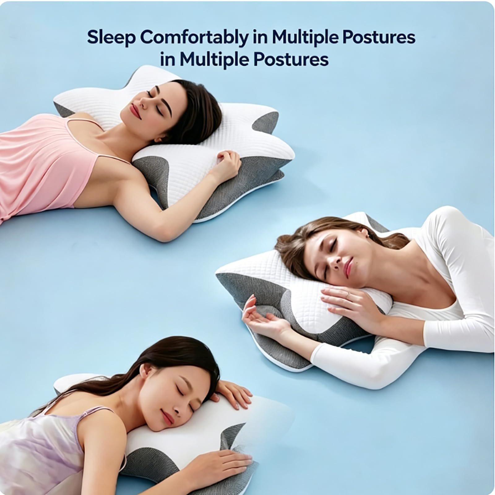 ZVD Cuscino Ortopedico Anti-Russamento per Apnea Notturna,Cuscino Antirussamento,Apnea Notturna,Supporto Cervicale in Memory Foam,Traspirante,per Tutte le Posizioni di Sonno (Blu)