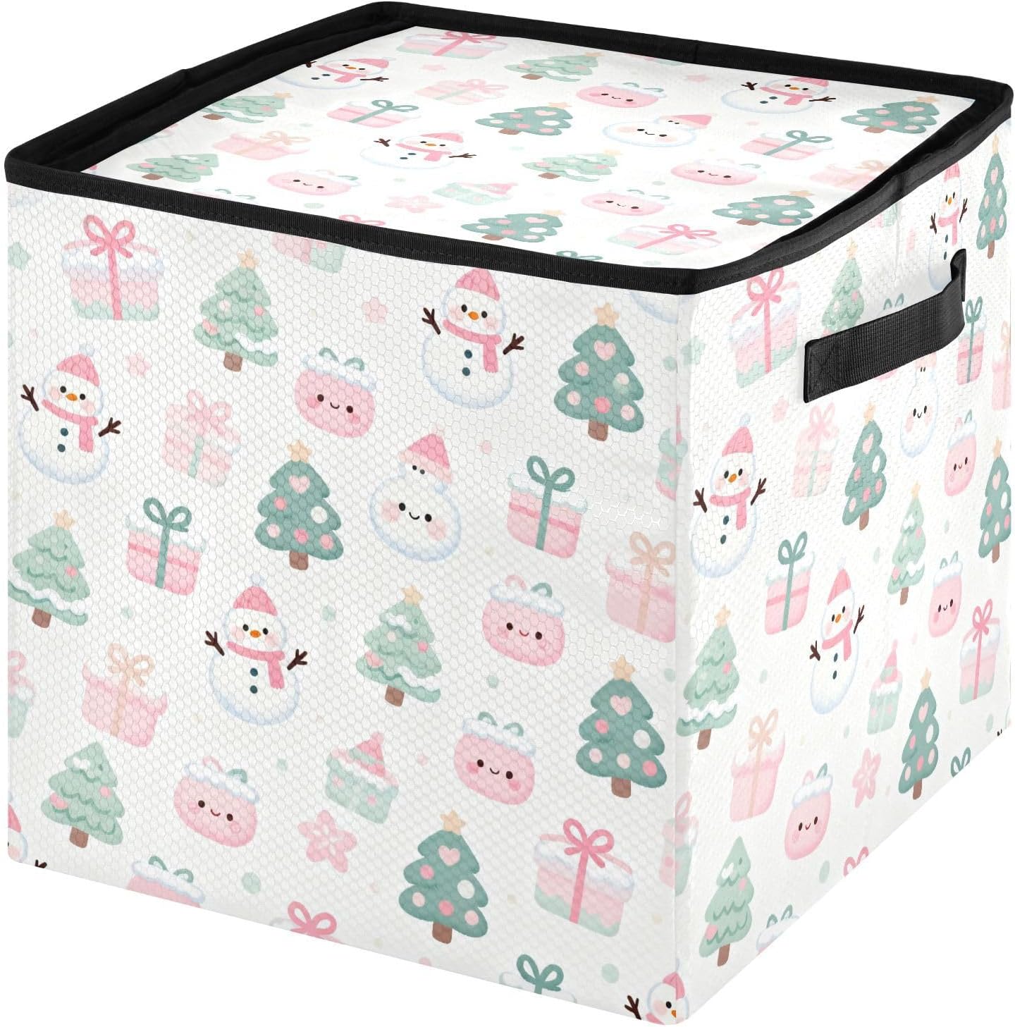 High Capacity Christmas ornament storage Holds Up to 64, Adjustable Dividers stackable Holiday Storage Case with Lid,Christmas Box and Snowman Soft Pink