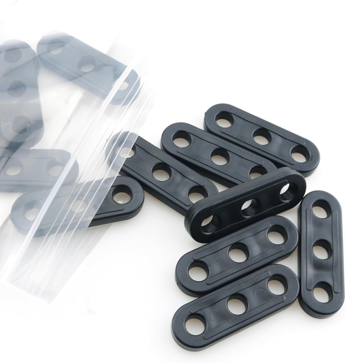 MEETOOT 40PCS Black Plastic 3 Hole Tent Line Adjustment Tab 4-5mm Width Rope Tension Adjuster Outdoor Camping Hiking Picnic Rope Buckle Fastener Suitable for Canopies