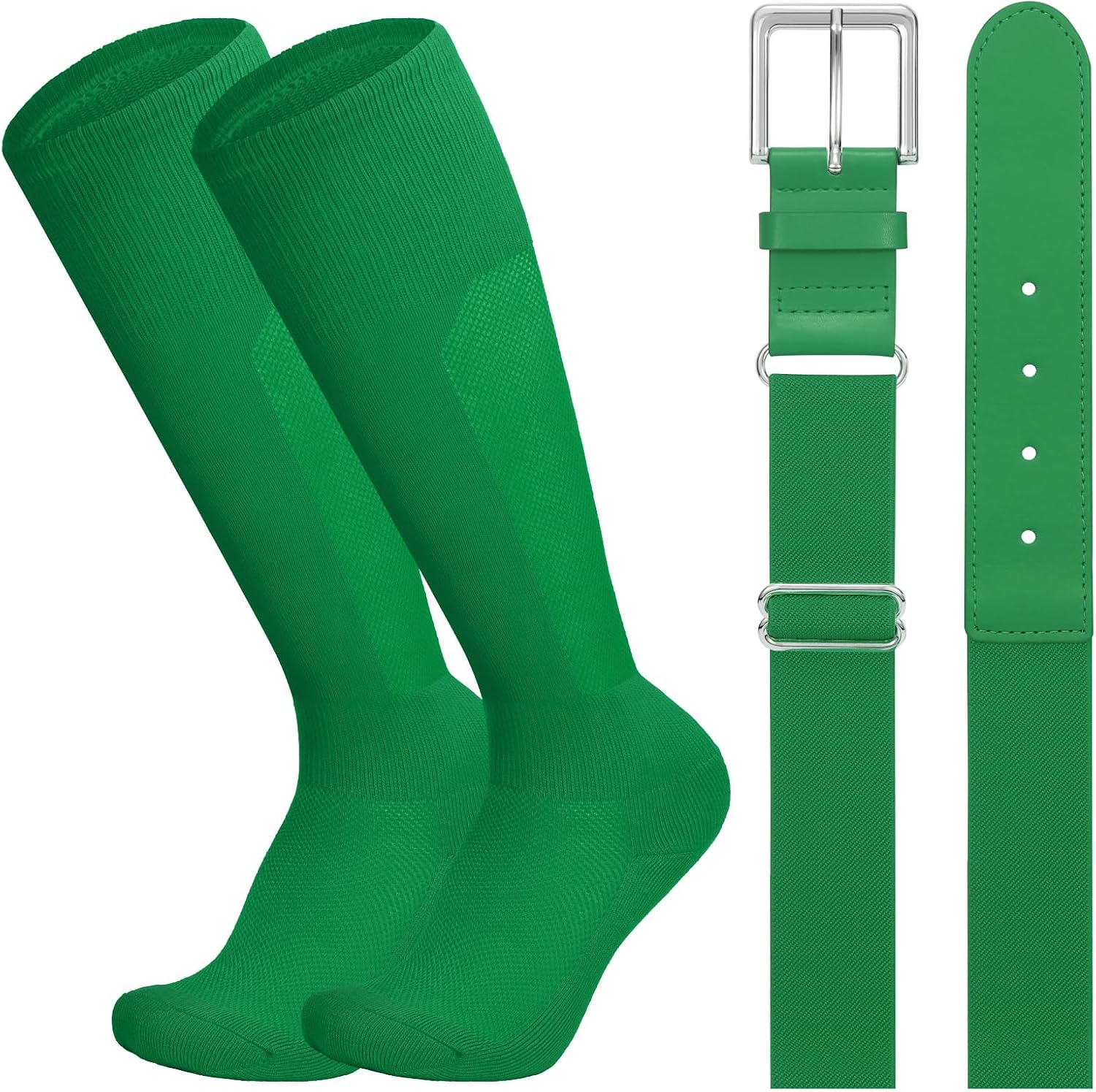 LEACOOLKEY Baseball Belt and Socks Combo Set Breathable Softball Socks and Elastic Belt for Youth Adult