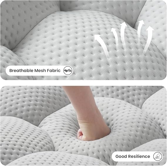 79.53'' Modern Bubble Sofa, Love Seat Curved Couch, Breathable Mesh Fabric Lazy Floor Sofa, 3D Honeycomb Shape Bubble Couches for Living Room, Office, Apartment, Small Space, Light Grey, 2 Seater
