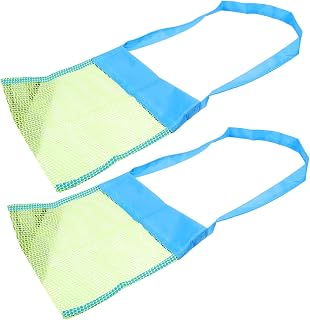 ibasenice 2pcs Grid Beach Bag Outside Kids Toys Outdoor Toys for Girls Kids Beach Tote Beach Toy Pouch Beach Treasures Bags Sand Toys Beach Bag Beach Bag Pouch Shell Bag Net Seashell Bag Boy