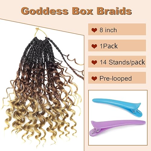 Vista 491 de Goddess Box Braids Crochet Hair With Curly Ends 18 Inch Bohomian Box Braids Crochet Braids 8 Packs 3X Crochet Braids Synthetic Braiding Hair 1B-4-30