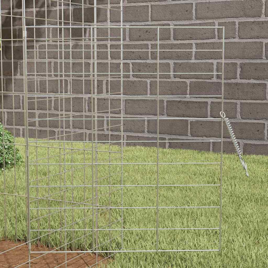 Hasenkäfig Silber 200 x 78 x 78 cm verzinkter Stahl Freigehege für Kaninchen und Kleintiere - Großer Kleintierkäfig und Hasenstall wetterfest für Garten und Terrasse