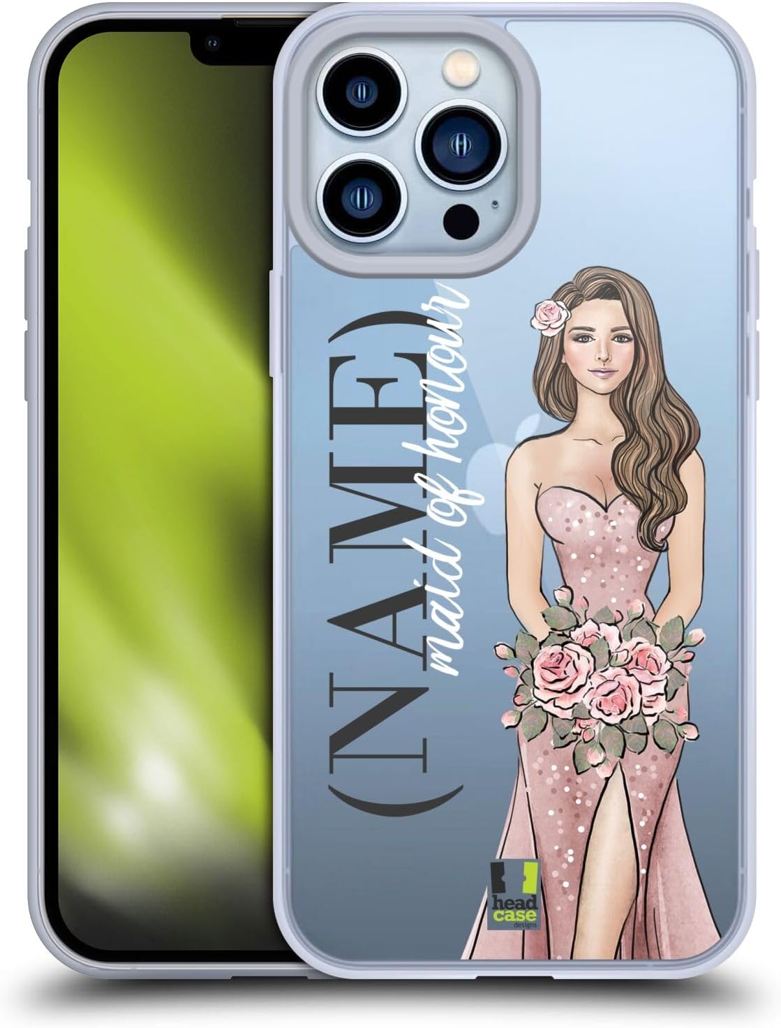 Custom Customized Personalized Bridal Collection Maid of Honour Soft Gel Case [Military Grade Protection] Compatible with Apple iPhone 13 Pro Max